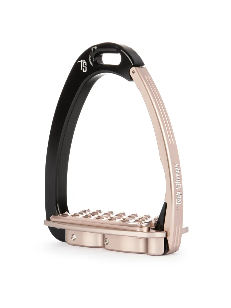 Tech Venice Sloped Evo Safety Stirrups-Black/Rose Gold